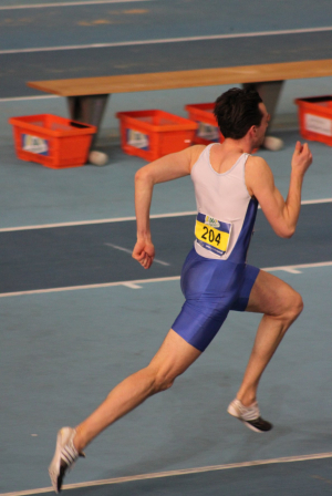 Robin Huber tijdens zijn finale 200 meter